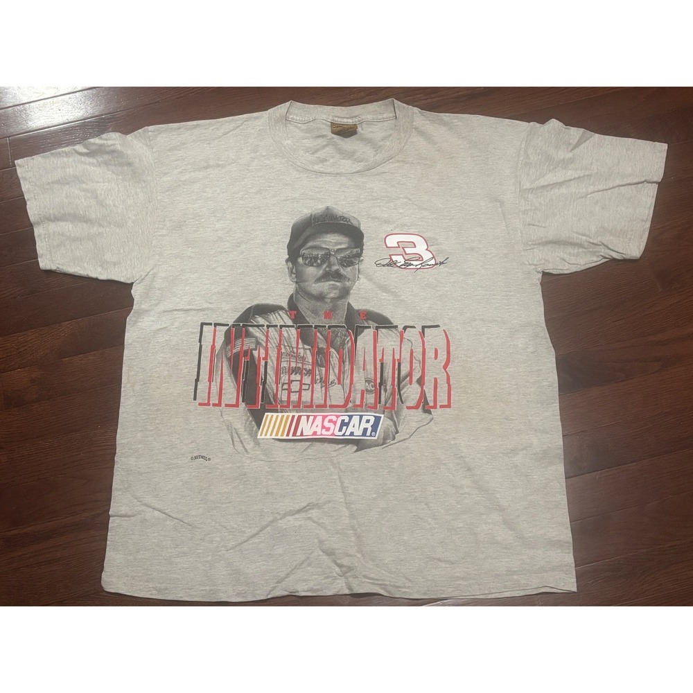 Vintage Nutmeg Mills Dale Earnhardt The Intimidator NASCAR T-Shirt Gray XL USA